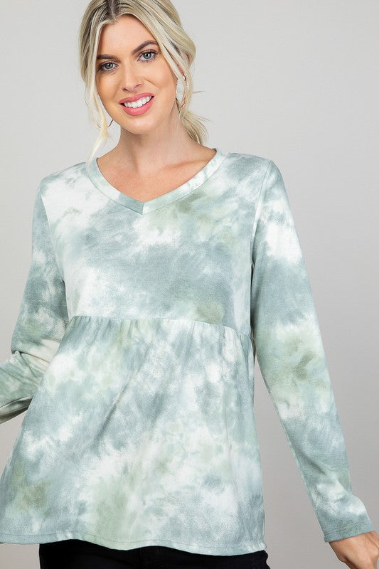 CLOUD TIE DYE CASUAL BABYDOLL TOP