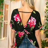 FLORAL TWIST BACK LOOSE FIT TOP - Crazy Like a Daisy Boutique #