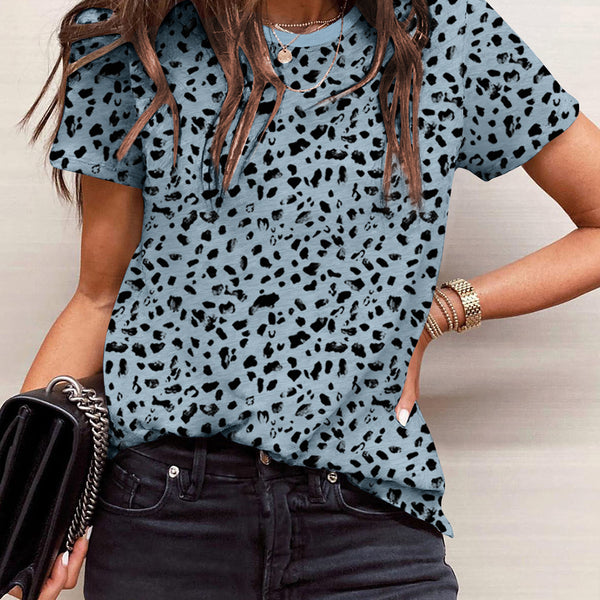 Apricot Animal Spotted Print Round Neck Long Sleeve Top