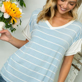 BIG STRIPE JERSEY MIXED BOXY TOP - Crazy Like a Daisy Boutique #