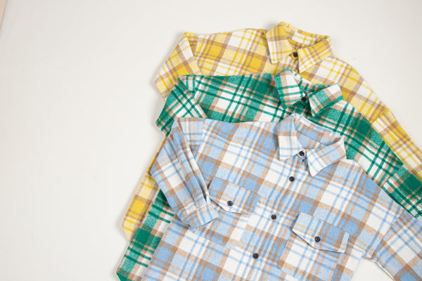 Yellow Plaid Flap Pocket Long Sleeve Shacket