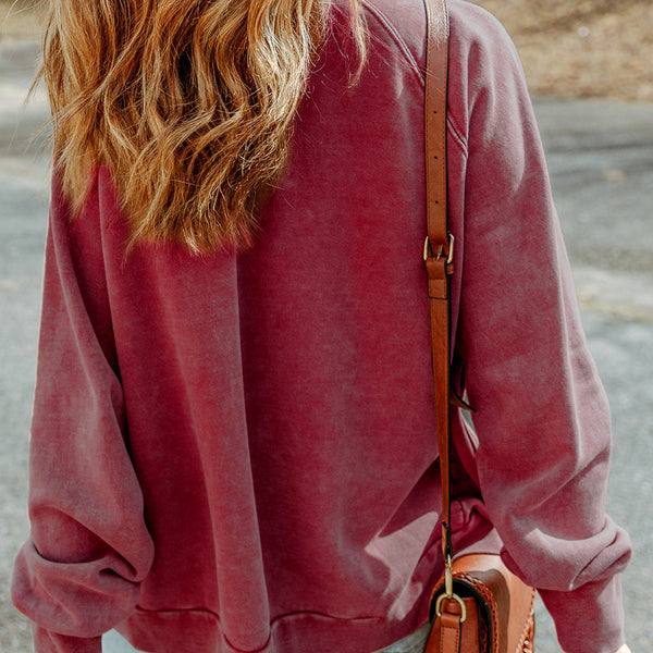 Red Vintage Washed Flap Pocket Button Shacket