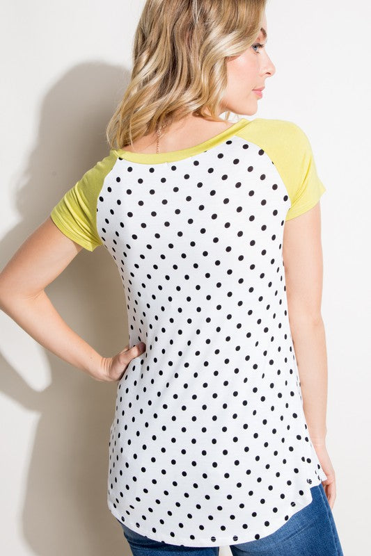 PLUS POLKA DOT MIX BASEBALL TOP