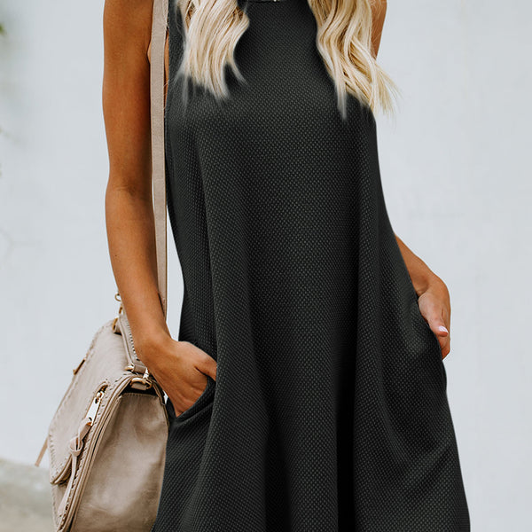 Black Crisscross Cut-out Back Knit Sleeveless Dress