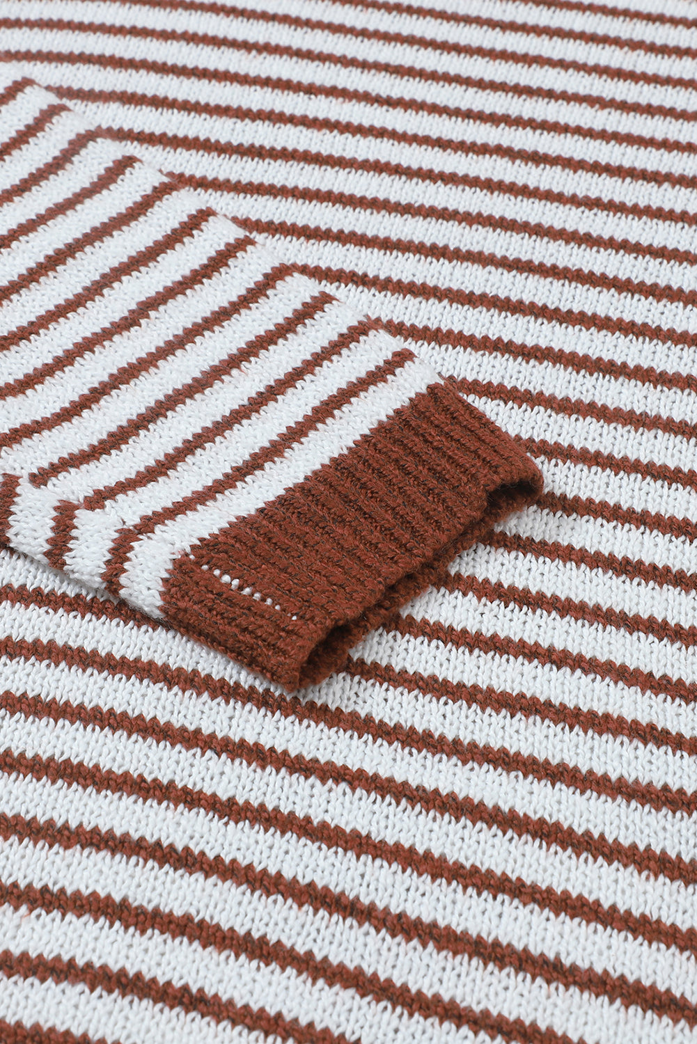 Brown Striped Turtleneck Loose Sweater