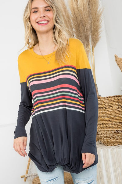 PLUS STRIPE MIX COLORBLOCK TOP - Crazy Like a Daisy Boutique #