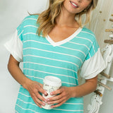 BIG STRIPE JERSEY MIXED BOXY TOP - Crazy Like a Daisy Boutique #