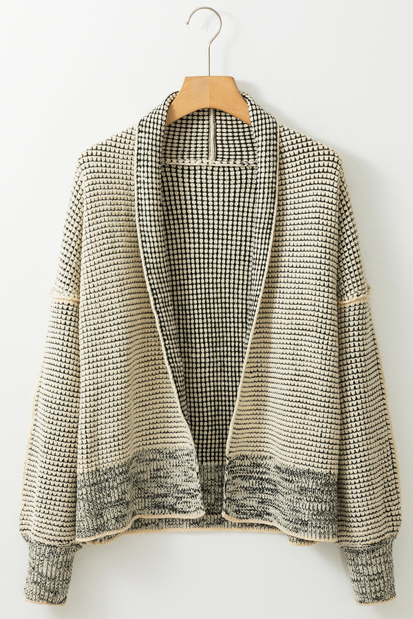 Gray Textured Knit Pocketed Duster Cardigan