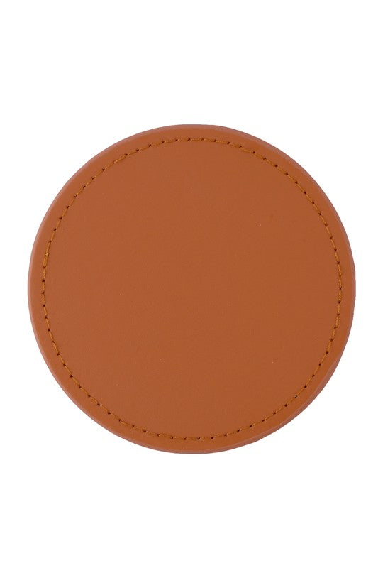 6 Round PU Leather Coasters Set - Crazy Like a Daisy Boutique #