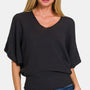 Zenana V-Neck Short Sleeve Dolman Sweater