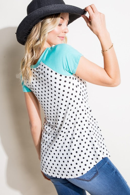 PLUS POLKA DOT MIX BASEBALL TOP