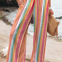 Multicolor Striped Smocked High Waist Wide Leg Pants