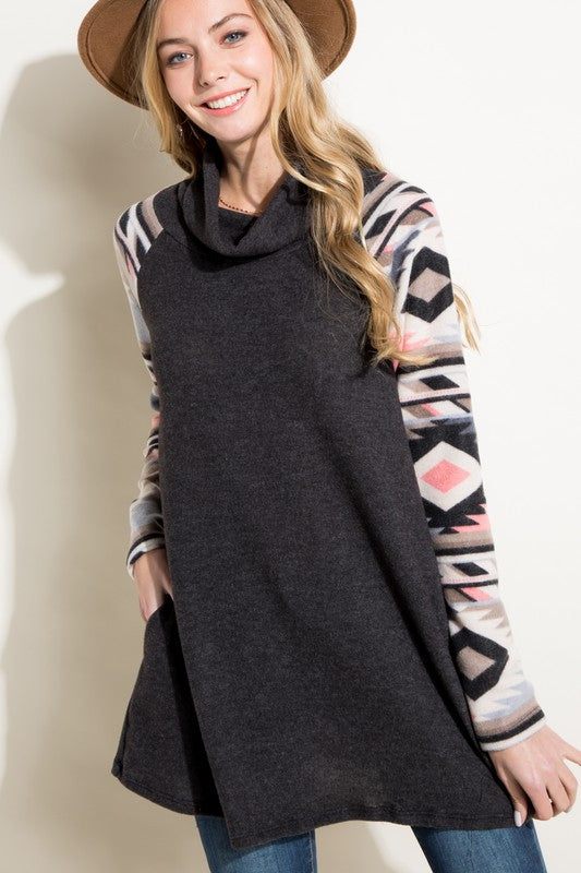 AZTEC TURTLE NECK TUNIC TOP