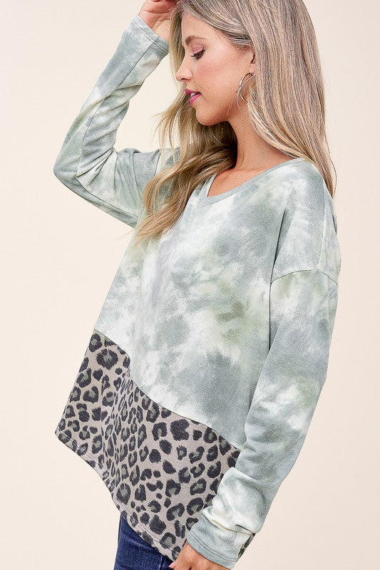 CLOUD TIE DYE CHEETAH MIX BOXY TOP