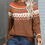 Angel Wings Geometric Round Neck Long Sleeve Sweater