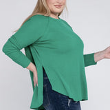 Plus Melange Baby Waffle Long Sleeve Top - Crazy Like a Daisy Boutique #