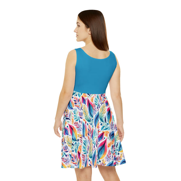 Watercolor Leaf Skater Dress