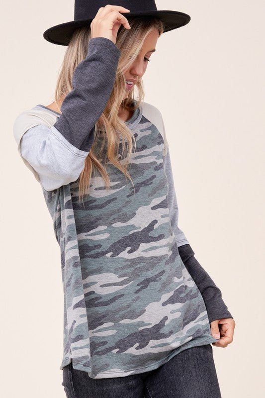 PLUS CAMOUFLAGE COLOR BLOCK TOP