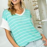 BIG STRIPE JERSEY MIXED BOXY TOP - Crazy Like a Daisy Boutique #