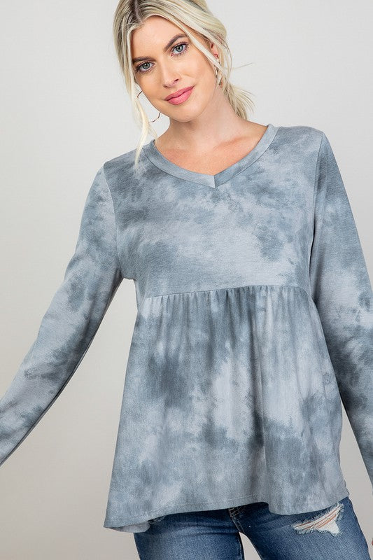 CLOUD TIE DYE CASUAL BABYDOLL TOP