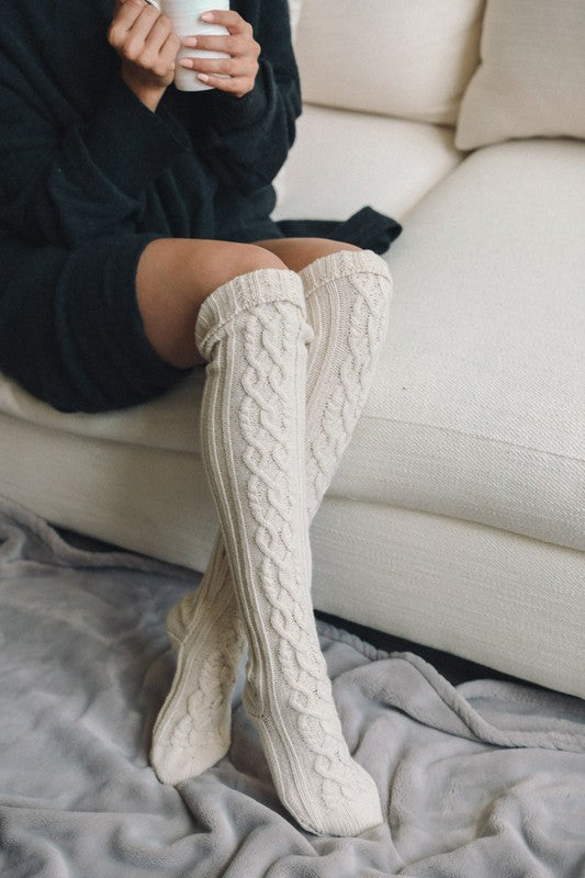 Knee High Cable Knit Socks - Crazy Like a Daisy Boutique #