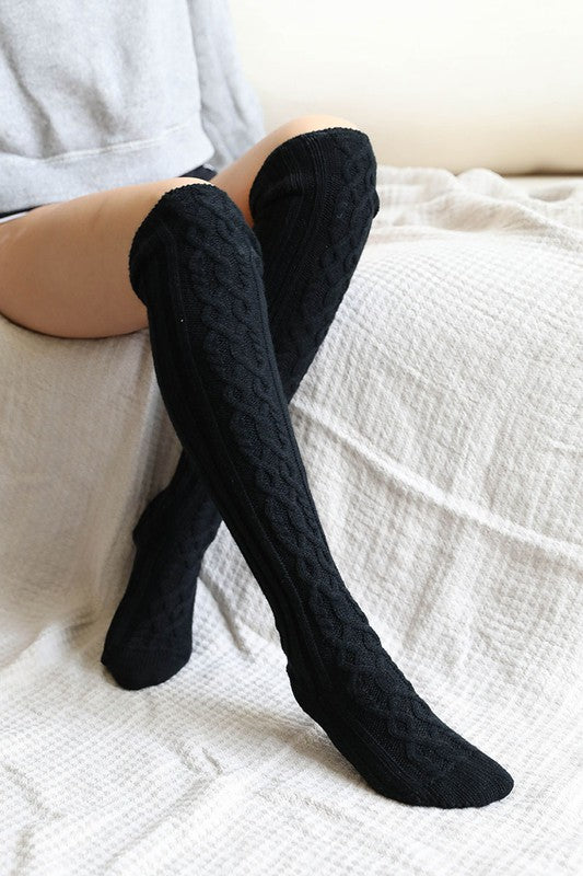 Knee High Cable Knit Socks - Crazy Like a Daisy Boutique #