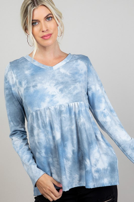 CLOUD TIE DYE CASUAL BABYDOLL TOP