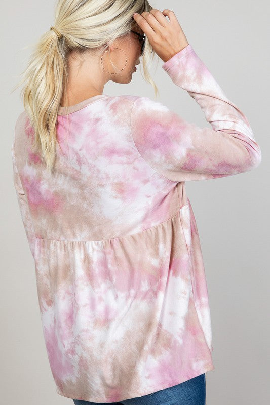 CLOUD TIE DYE CASUAL BABYDOLL TOP