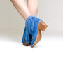 Amos Fringe Ankle Bootie in Blue Suede