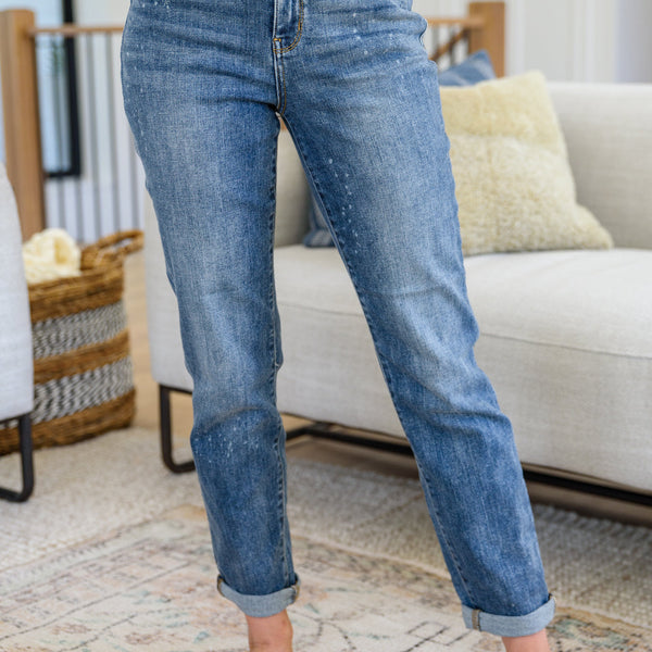 Corey Hi Rise Bleach Splash Boyfriend Jeans