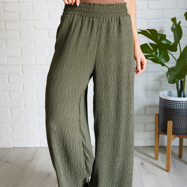 Harmony High Rise Wide Pants in Olive