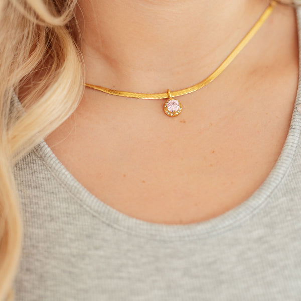 Here to Shine Gold Plated Necklace in Pink