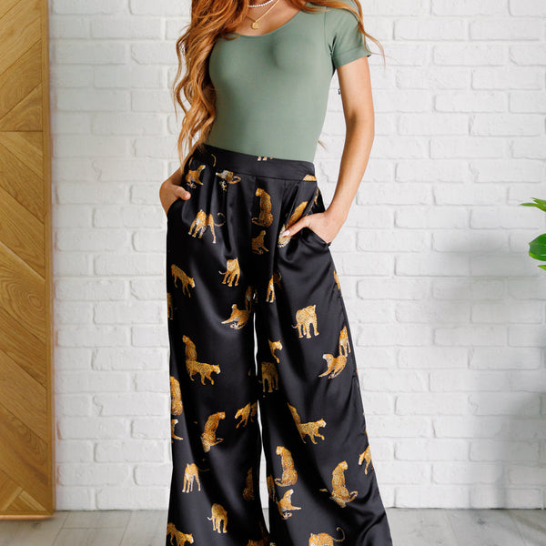 Legendary in Leopard Satin Wide Leg Pants