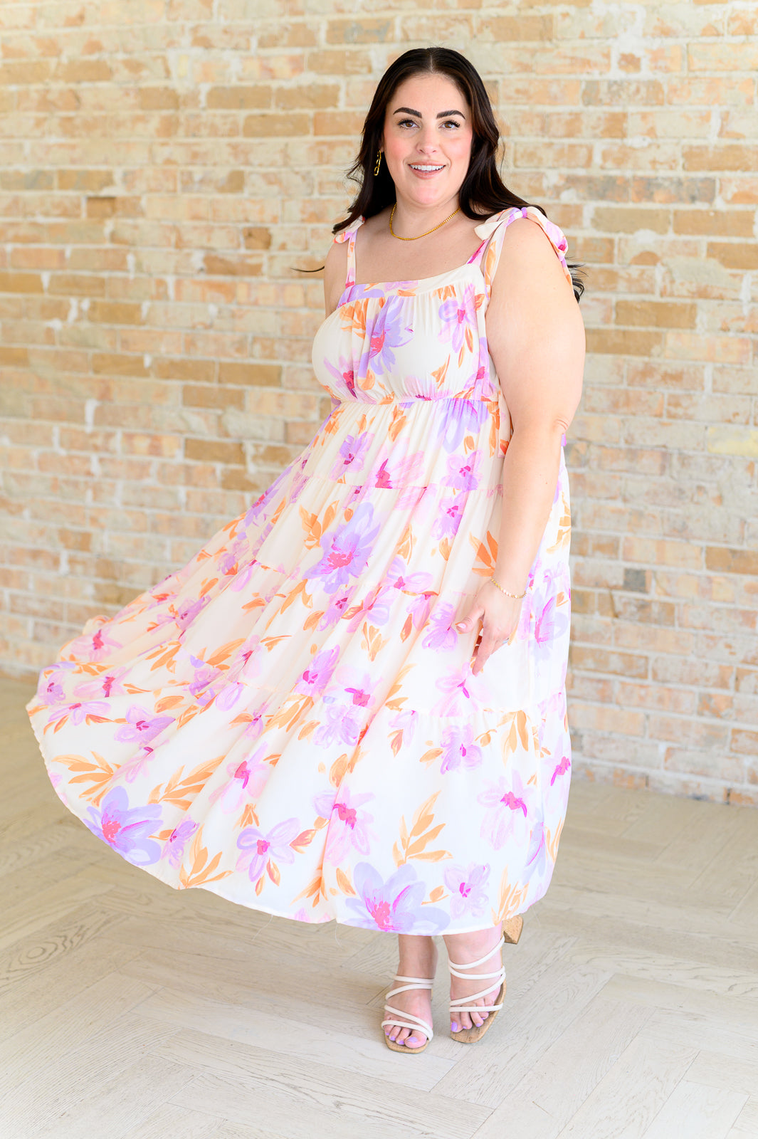 Pastel Petals Floral Midi Dress