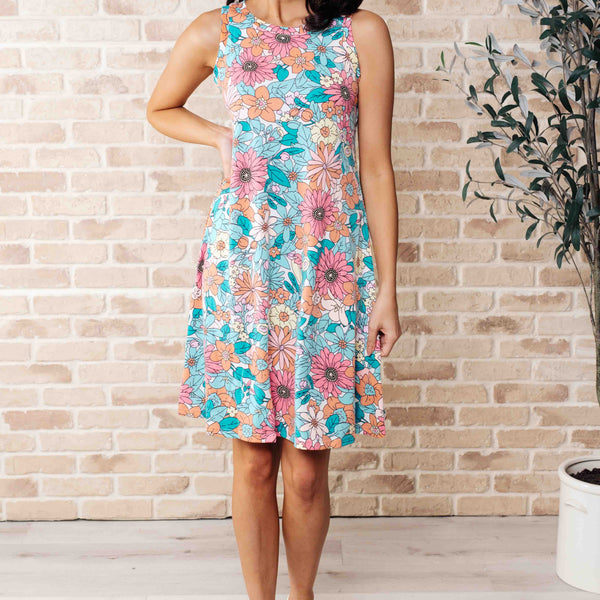 Summer Garden Sleeveless Swing Dress