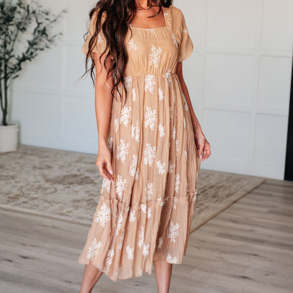 Trusting My Intuition Balloon Sleeve Dress in Camel