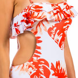 OPEN SIDED ONE PIECE BATHING SUIT WITH RUFFLED SHO - Crazy Like a Daisy Boutique #