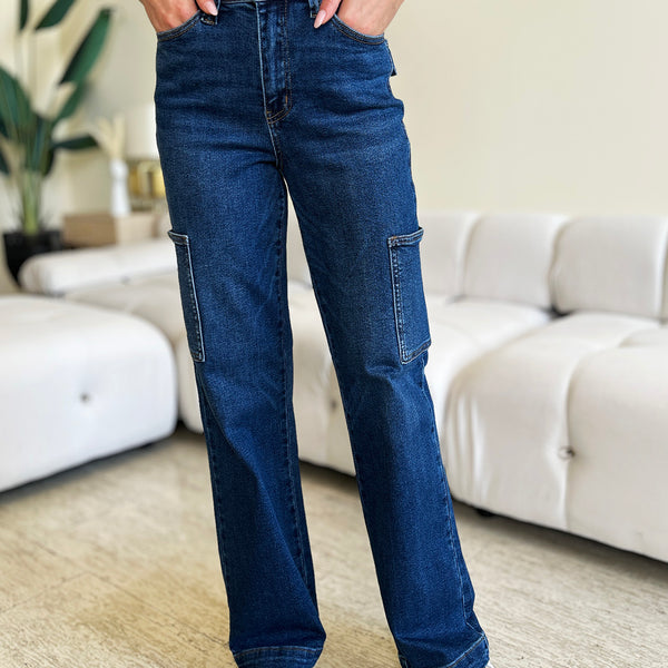 Judy Blue Full Size High Waist Straight Cargo Jeans