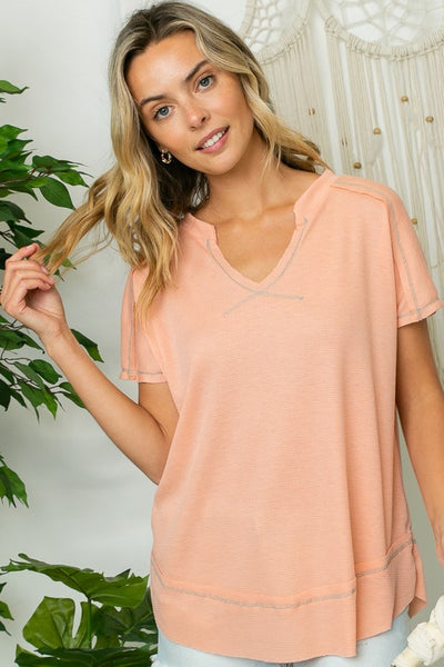 PLUS SOLID WAFFLE V NECK TOP - Crazy Like a Daisy Boutique #