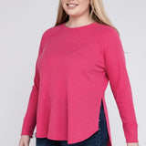 Plus Melange Baby Waffle Long Sleeve Top - Crazy Like a Daisy Boutique #