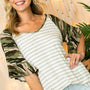 PLUS CAMOUFLAGE MIX RUFFLE SL TOP