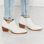 MMShoes Trust Yourself Embroidered Crossover Cowboy Bootie in White