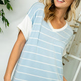 BIG STRIPE JERSEY MIXED BOXY TOP - Crazy Like a Daisy Boutique #