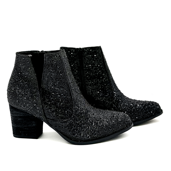 Shine Star Rhinestone Bootie in Black