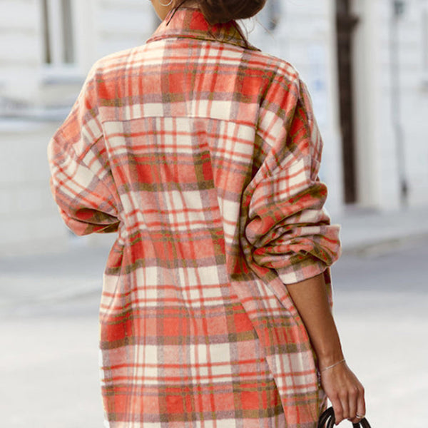 Plaid Flap Pocket Long Sleeve Shacket