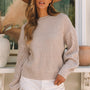 Parchment Cable Knit Sleeve Drop Shoulder Sweater