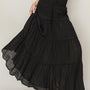 D-Drawstring Waist Tiered Maxi Skirt