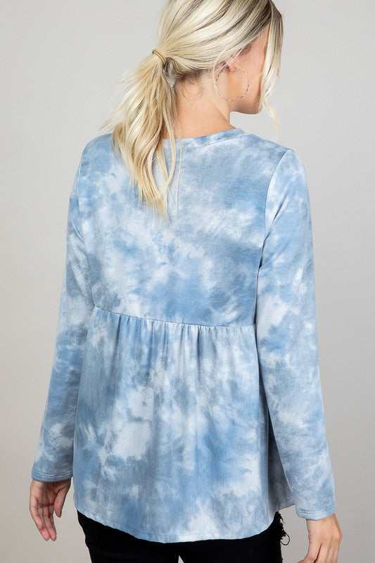 CLOUD TIE DYE CASUAL BABYDOLL TOP