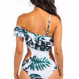 OPEN SIDED ONE PIECE BATHING SUIT WITH RUFFLED SHO - Crazy Like a Daisy Boutique #