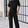 Black Belted Wide Leg Jumpsuit